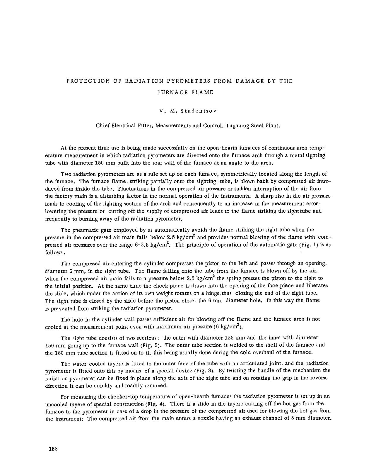 Protection of radiation pyrometers from damage by the furnace flame by Unknown