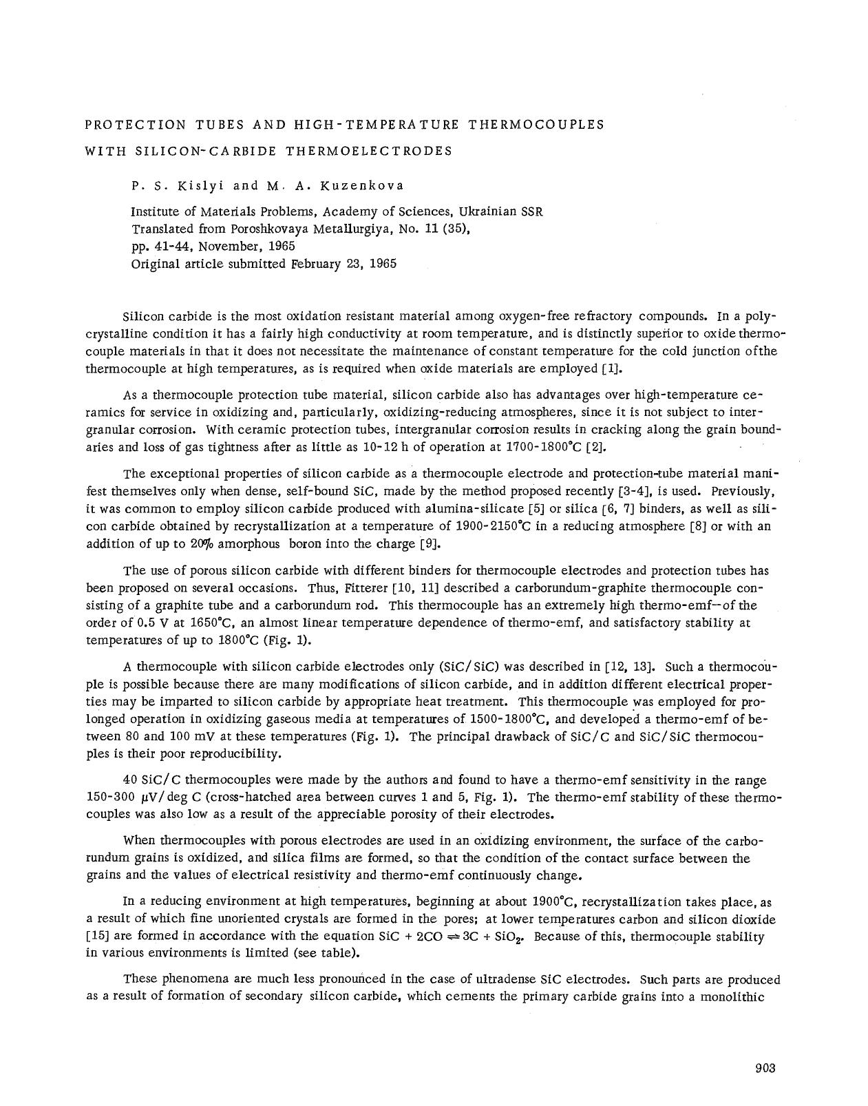 Protection tubes and high-temperature thermocouples with silicon-carbide thermoelectrodes by Unknown
