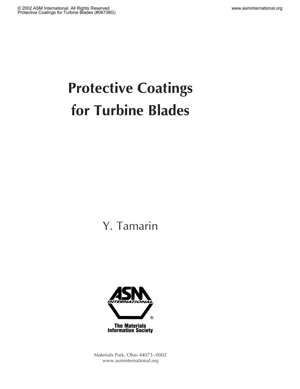 Protective Coatings for Turbine Blades by Y. Tamarin