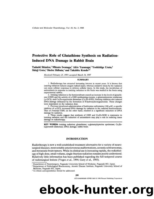Protective Role of Glutathione Synthesis on Radiation-Induced DNA Damage in Rabbit Brain by Unknown