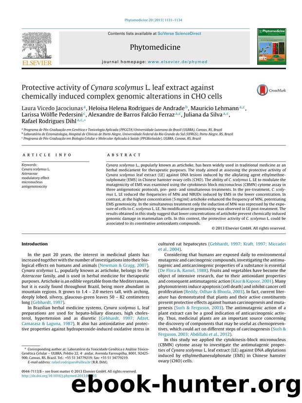 Protective activity of Cynara scolymus L. leaf extract against chemically induced complex genomic alterations in CHO cells by unknow