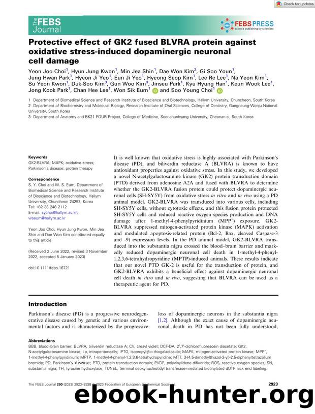 Protective effect of GK2 fused BLVRA protein against oxidative stressâinduced dopaminergic neuronal cell damage by Unknown