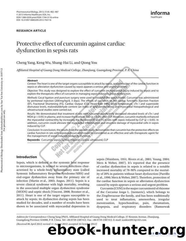 Protective effect of curcumin against cardiac dysfunction in sepsis rats by Cheng Yang Keng Wu Shang-Hai Li Qiong You