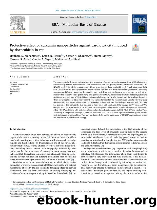 Protective effect of curcumin nanoparticles against cardiotoxicity induced by doxorubicin in rat by unknow