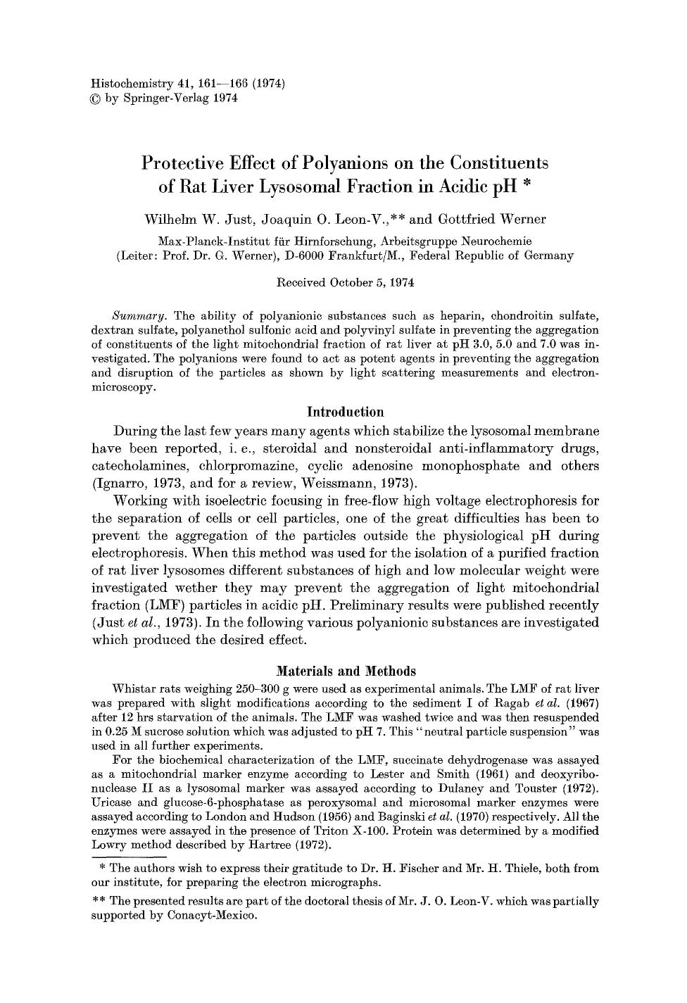 Protective effect of polyanions on the constituents of rat liver lysosomal fraction in acidic pH by Unknown