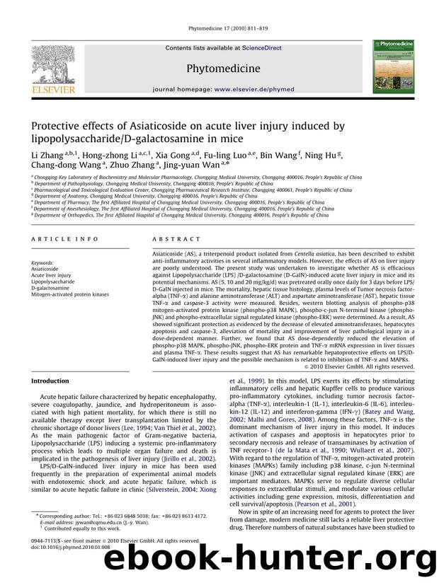 Protective effects of Asiaticoside on acute liver injury induced by lipopolysaccharideD-galactosamine in mice by unknow