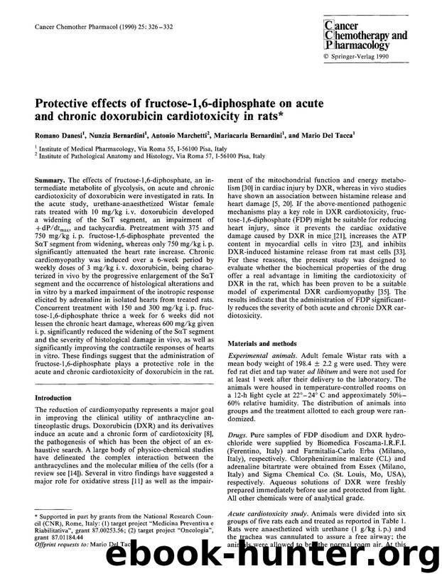Protective effects of fructose-1,6-diphosphate on acute and chronic doxorubicin cardiotoxicity in rats by Unknown