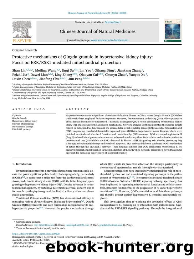 Protective mechanisms of Qingda granule in hypertensive kidney injury: Focus on ERKRSK1-mediated mitochondrial protection by unknow