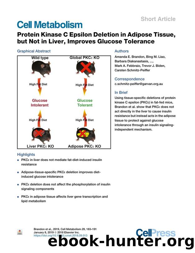 Protein Kinase C Epsilon Deletion in Adipose Tissue, but Not in Liver, Improves Glucose Tolerance by unknow