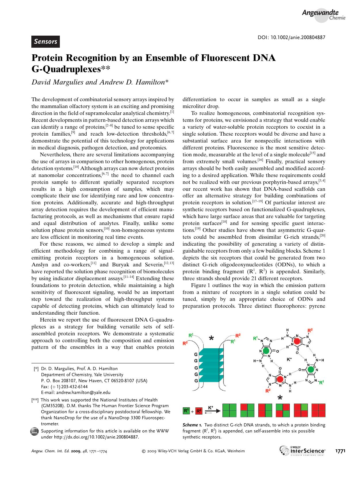 Protein Recognition by an Ensemble of Fluorescent DNA G-Quadruplexes by Unknown