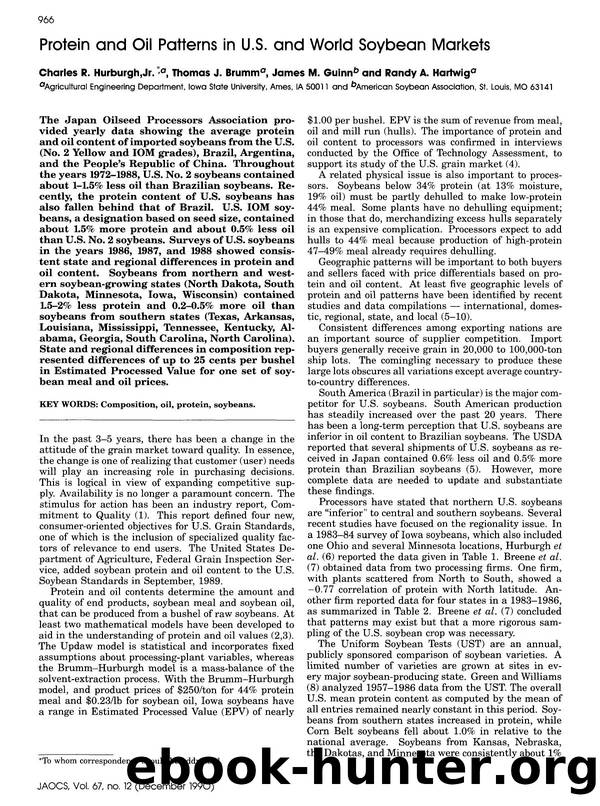 Protein and oil patterns in U.S. and world soybean markets by Unknown