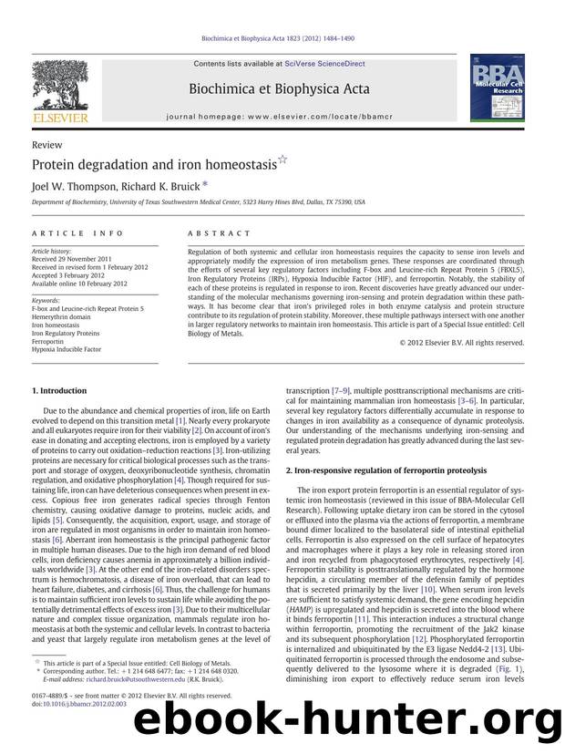 Protein degradation and iron homeostasis by Joel W. Thompson & Richard K. Bruick