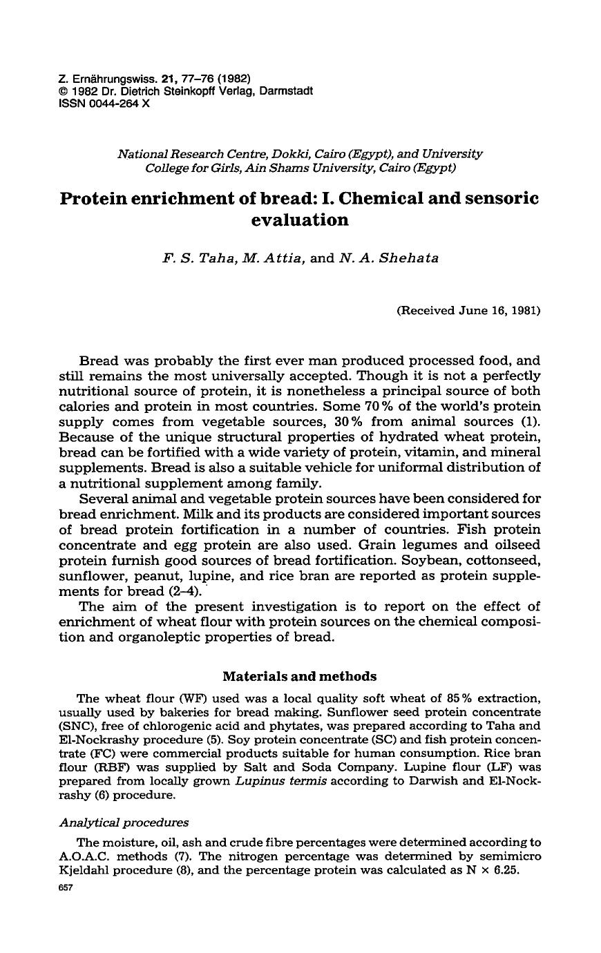 Protein enrichment of bread: I. Chemical and sensoric evaluation by Unknown