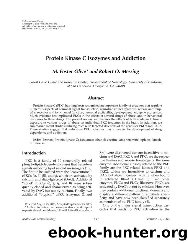 Protein kinase C isozymes and addiction by Unknown