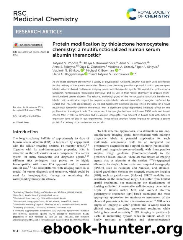 Protein modification by thiolactone homocysteine chemistry: a multifunctionalized human serum albumin theranostic by unknow