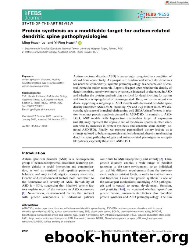 Protein synthesis as a modifiable target for autismârelated dendritic spine pathophysiologies by Unknown