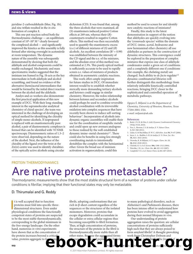 Protein thermodynamics: Are native proteins metastable? by D. Thirumalai & G. Reddy