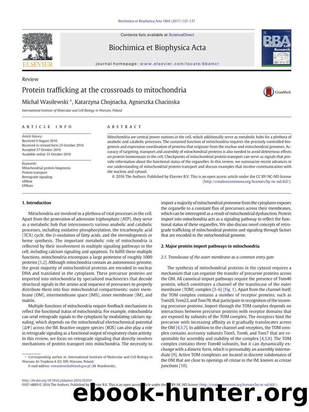 Protein trafficking at the crossroads to mitochondria by Michal Wasilewski & Katarzyna Chojnacka & Agnieszka Chacinska