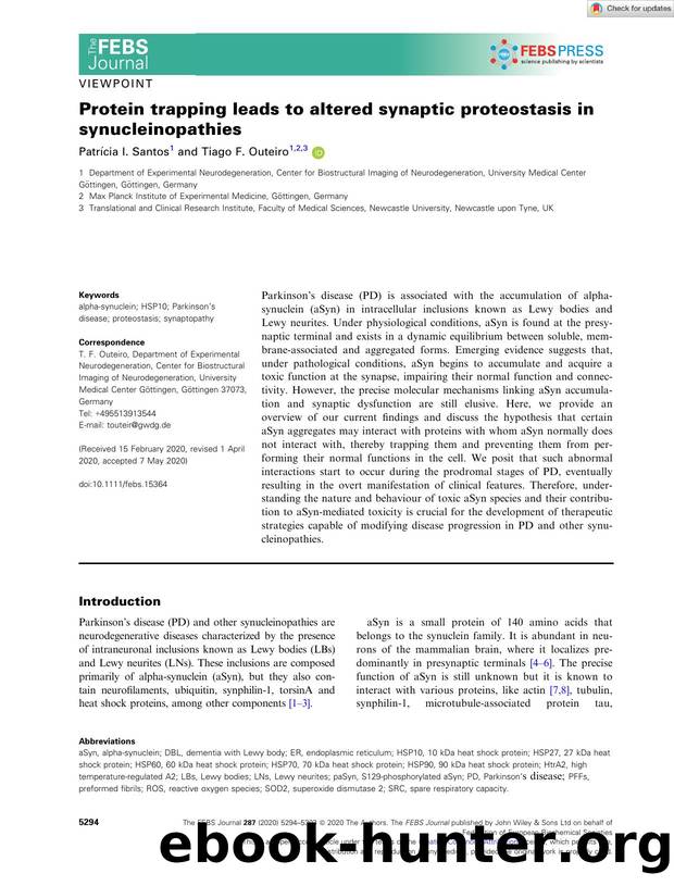 Protein trapping leads to altered synaptic proteostasis in synucleinopathies by Unknown