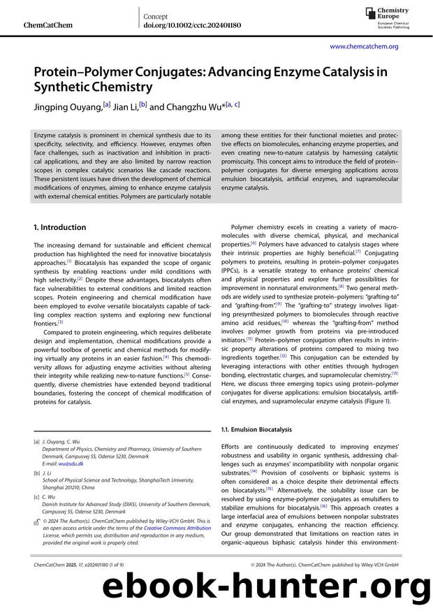 Protein&#x02013;Polymer Conjugates: Advancing Enzyme Catalysis in Synthetic Chemistry by Unknown