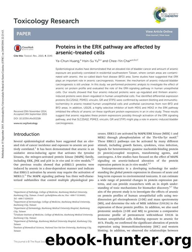 Proteins in the ERK pathway are affected by arsenic-treated cells by Ya-Chun Huang Hsin-Su Yu Chee-Yin Chai
