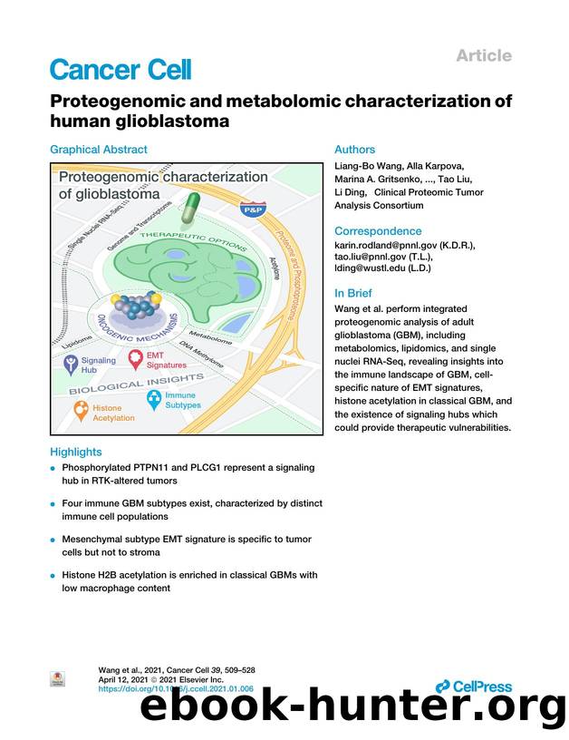 Proteogenomic and metabolomic characterization of human glioblastoma by unknow
