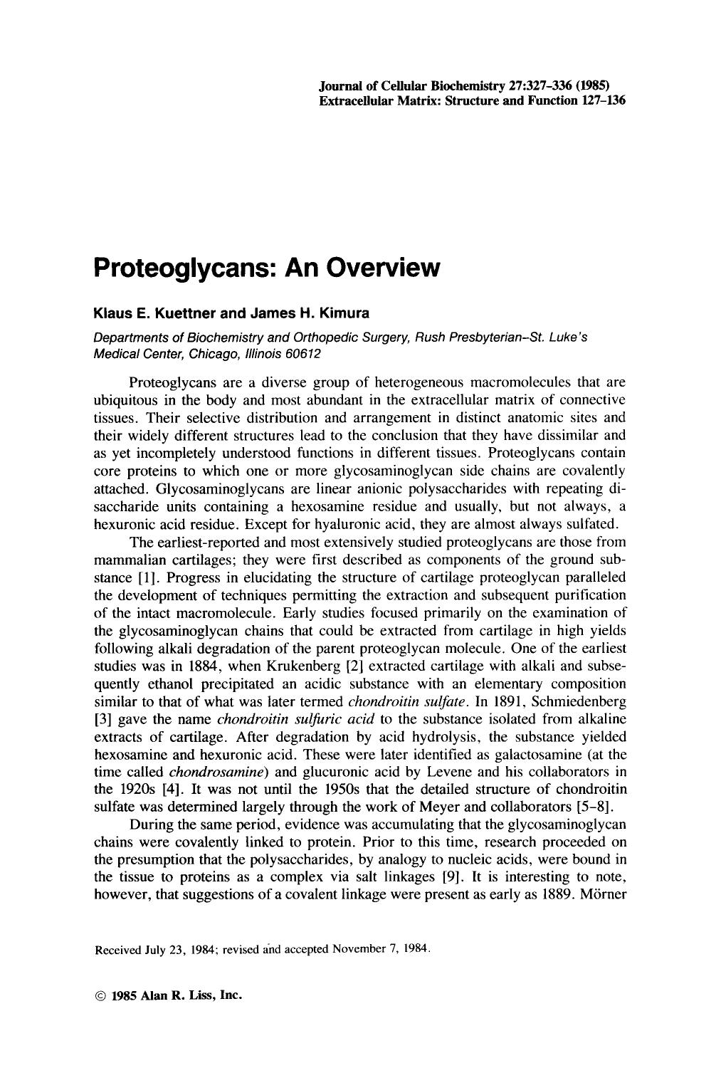 Proteoglycans: An overview by Unknown