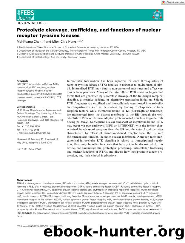 Proteolytic cleavage, trafficking, and functions of nuclear receptor tyrosine kinases by Unknown