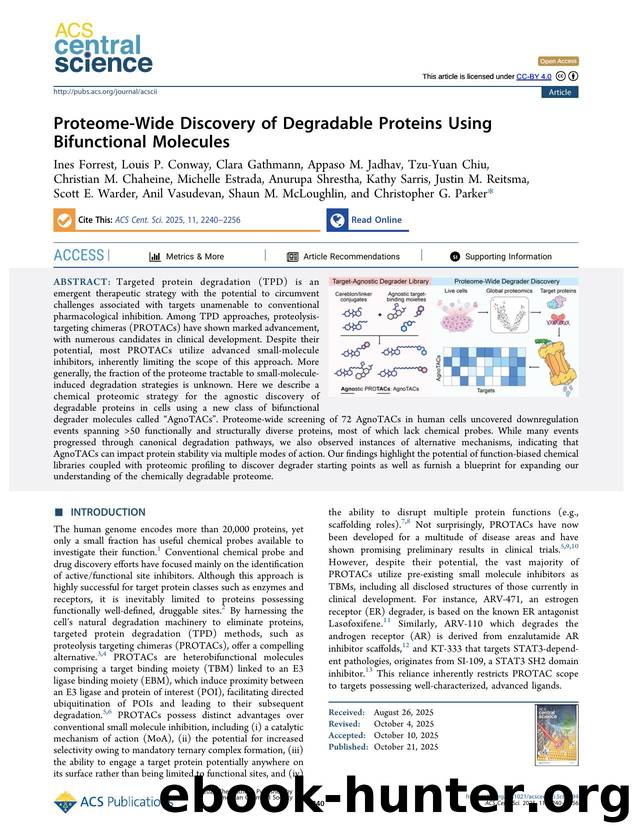 Proteome-Wide Discovery of Degradable Proteins Using Bifunctional Molecules by unknow
