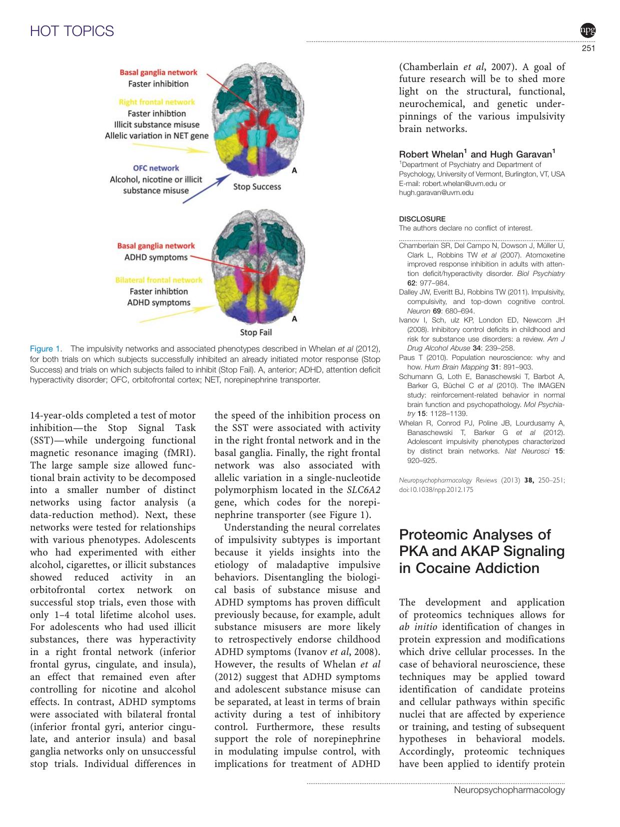 Proteomic Analyses of PKA and AKAP Signaling in Cocaine Addiction by Kathryn J Reissner