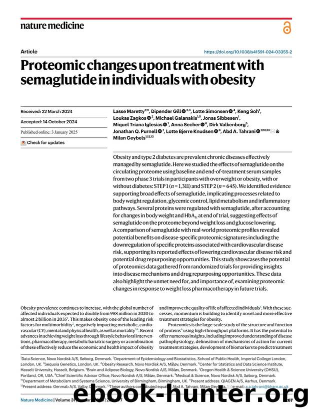 Proteomic changes upon treatment with semaglutide in individuals with obesity by unknow