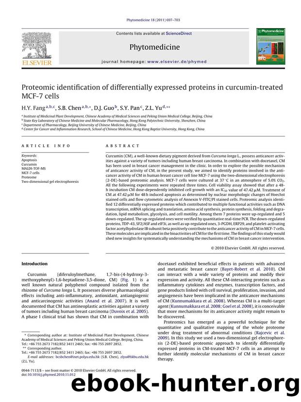 Proteomic identification of differentially expressed proteins in curcumin-treated MCF-7 cells by H.Y. Fang