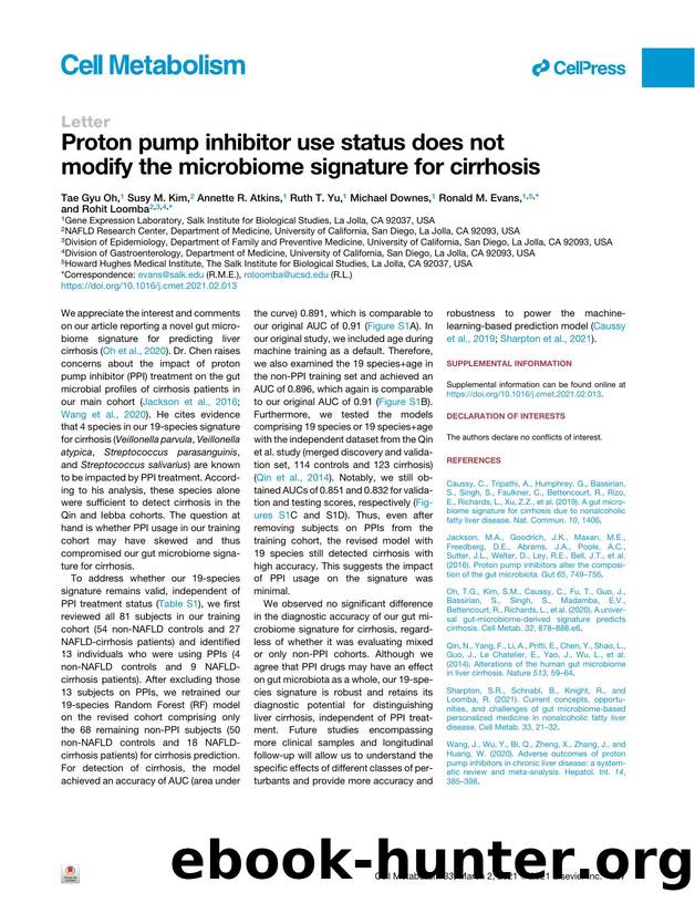 Proton pump inhibitor use status does not modify the microbiome signature for cirrhosis by unknow