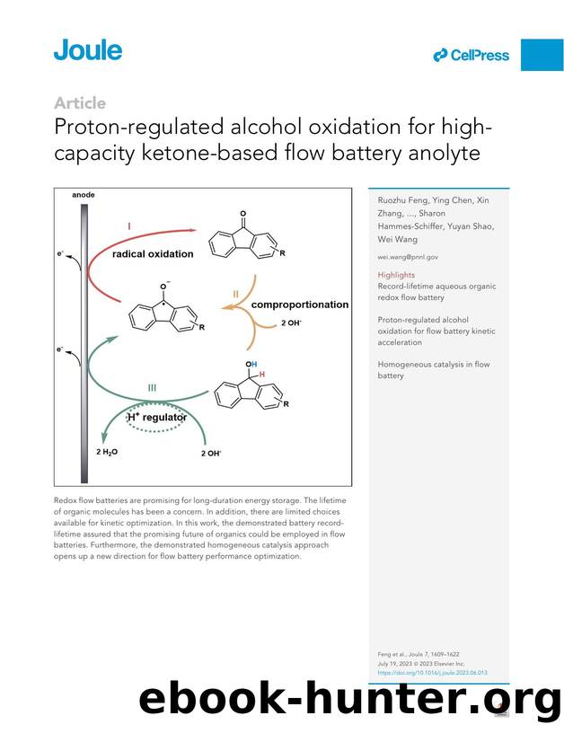 Proton-regulated alcohol oxidation for high-capacity ketone-based flow battery anolyte by unknow