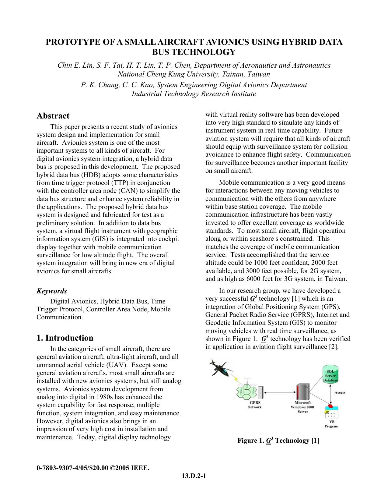 Prototype of a Small Aircraft Avionics Using Hybrid Data Bus Technology by Chin E. Lin S. F. Tai H. T. Lin T. P. Chen