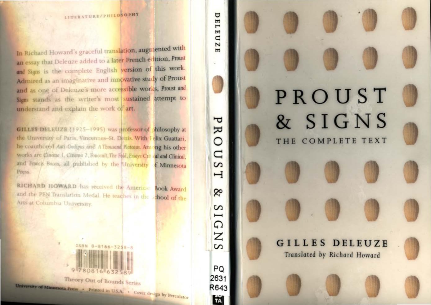 Proust and Signs: The Complete Text (Theory out of Bounds) by Gilles Deleuze (author) Richard Howard (translator)