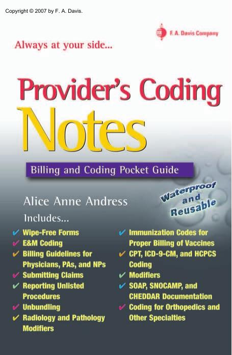 Provider's Coding Notes: Billiing and Coding Pocket Guide by Alice Ann Andress