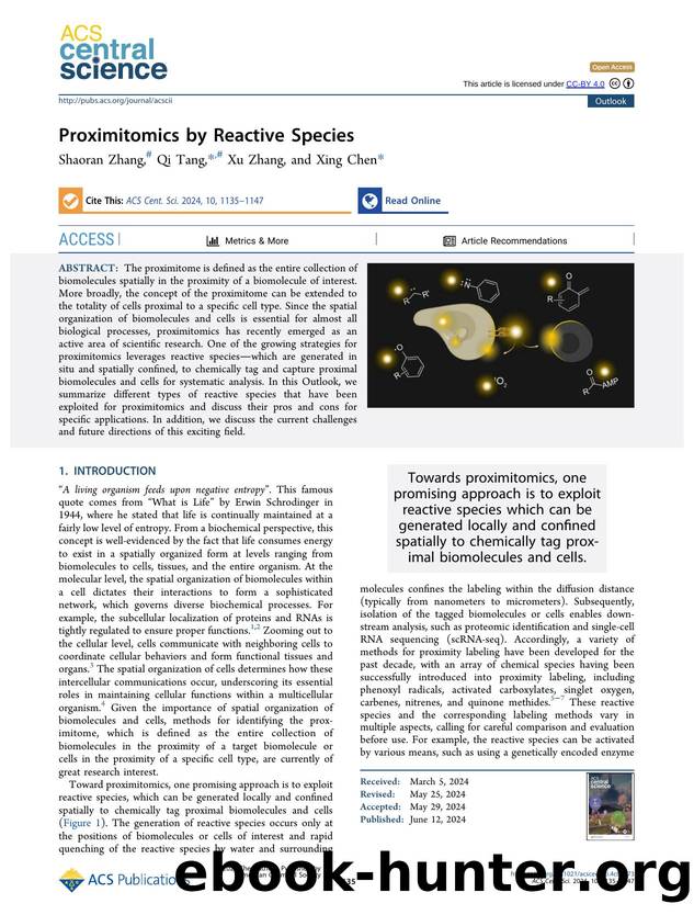 Proximitomics by Reactive Species by Shaoran Zhang & Qi Tang & Xu Zhang & Xing Chen (ORCID: g/0000-0002-3058-7370)