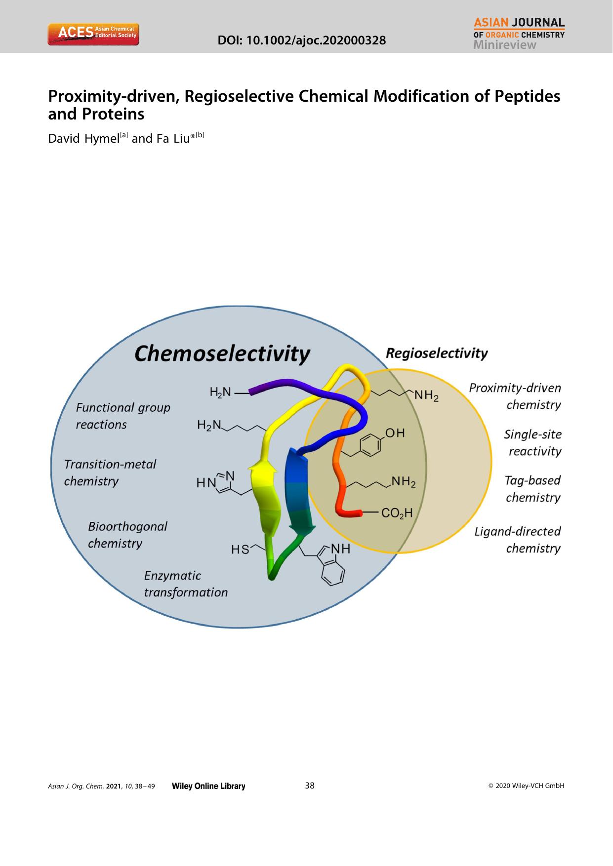 Proximityâdriven, Regioselective Chemical Modification of Peptides and Proteins by Unknown