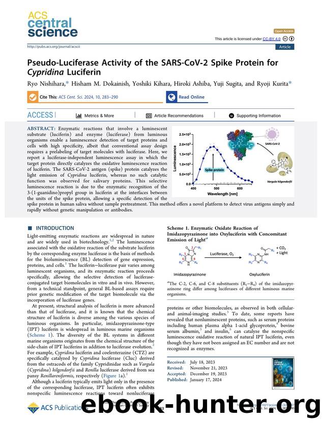 Pseudo-Luciferase Activity of the SARS-CoVâ2 Spike Protein for Cypridina Luciferin by unknow