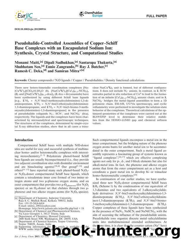 PseudohalideControlled Assemblies of CopperSchiff Base Complexes with an Encapsulated Sodium Ion: Synthesis, Crystal Structure, and Computational Studies by Unknown