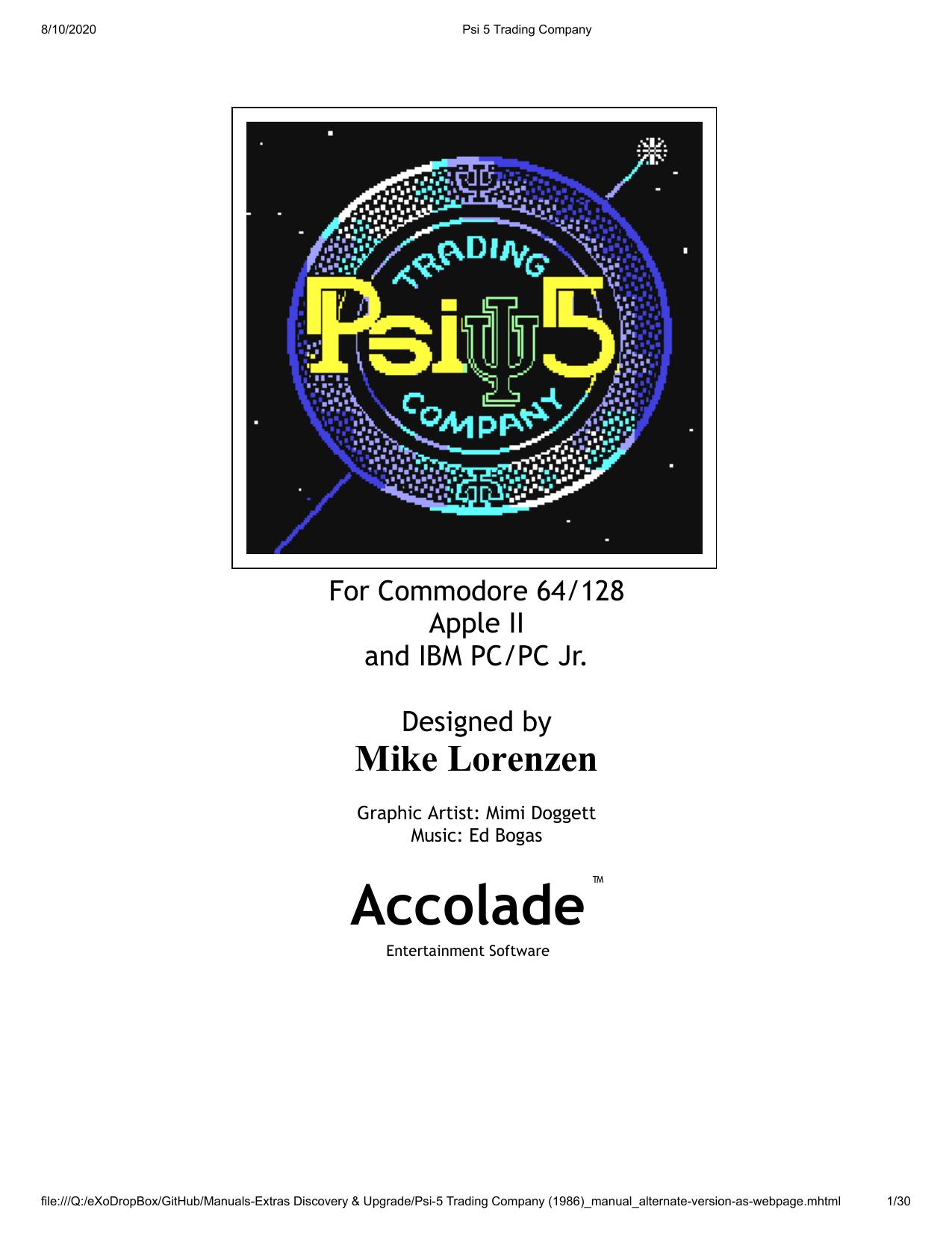 Psi-5 Trading Company (1986) by Unknown
