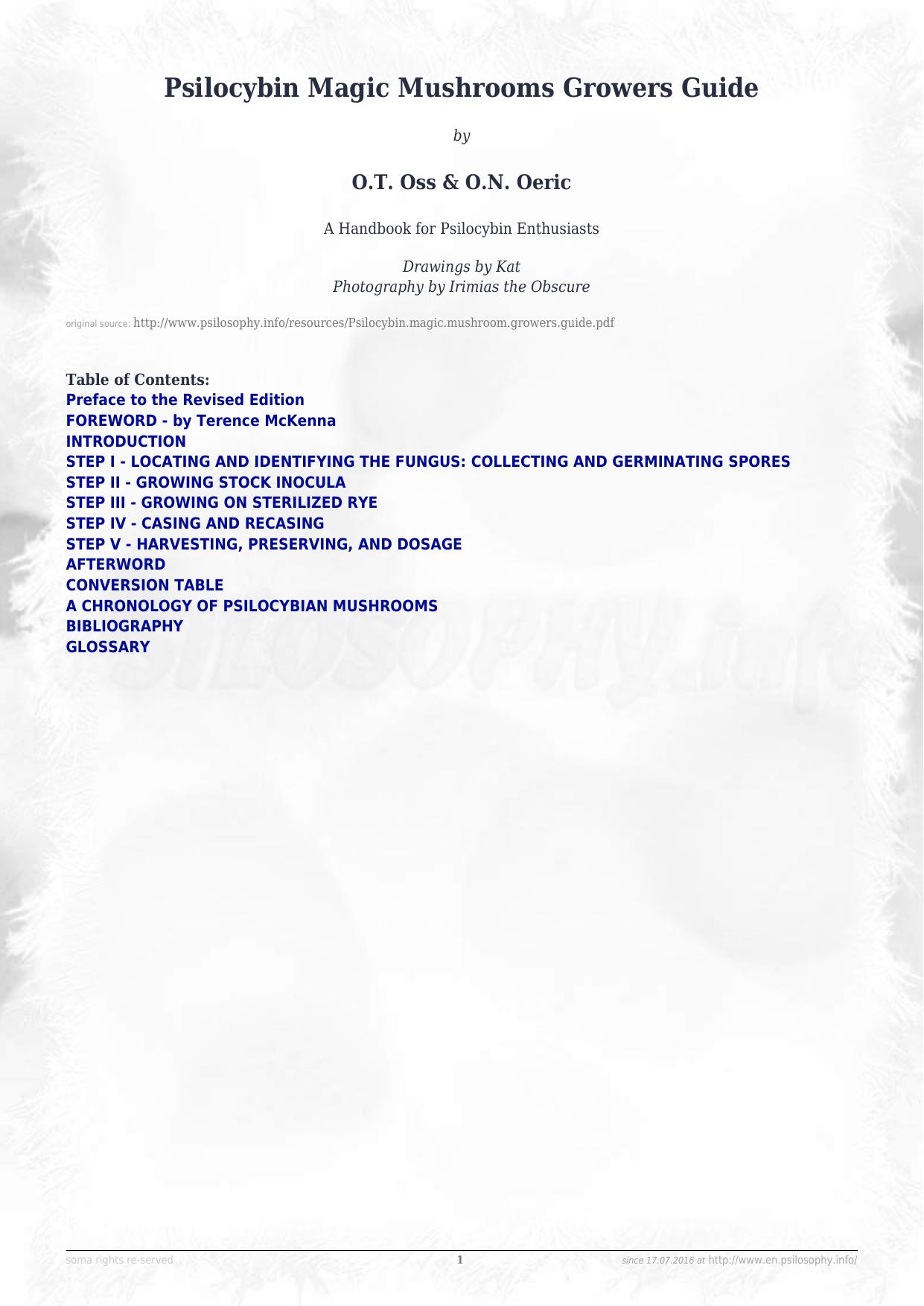 Psilocybin Magic Mushrooms Growers Guide: a handbook for psilocybin enthusiasts by Terence McKenna (O.T Oss)