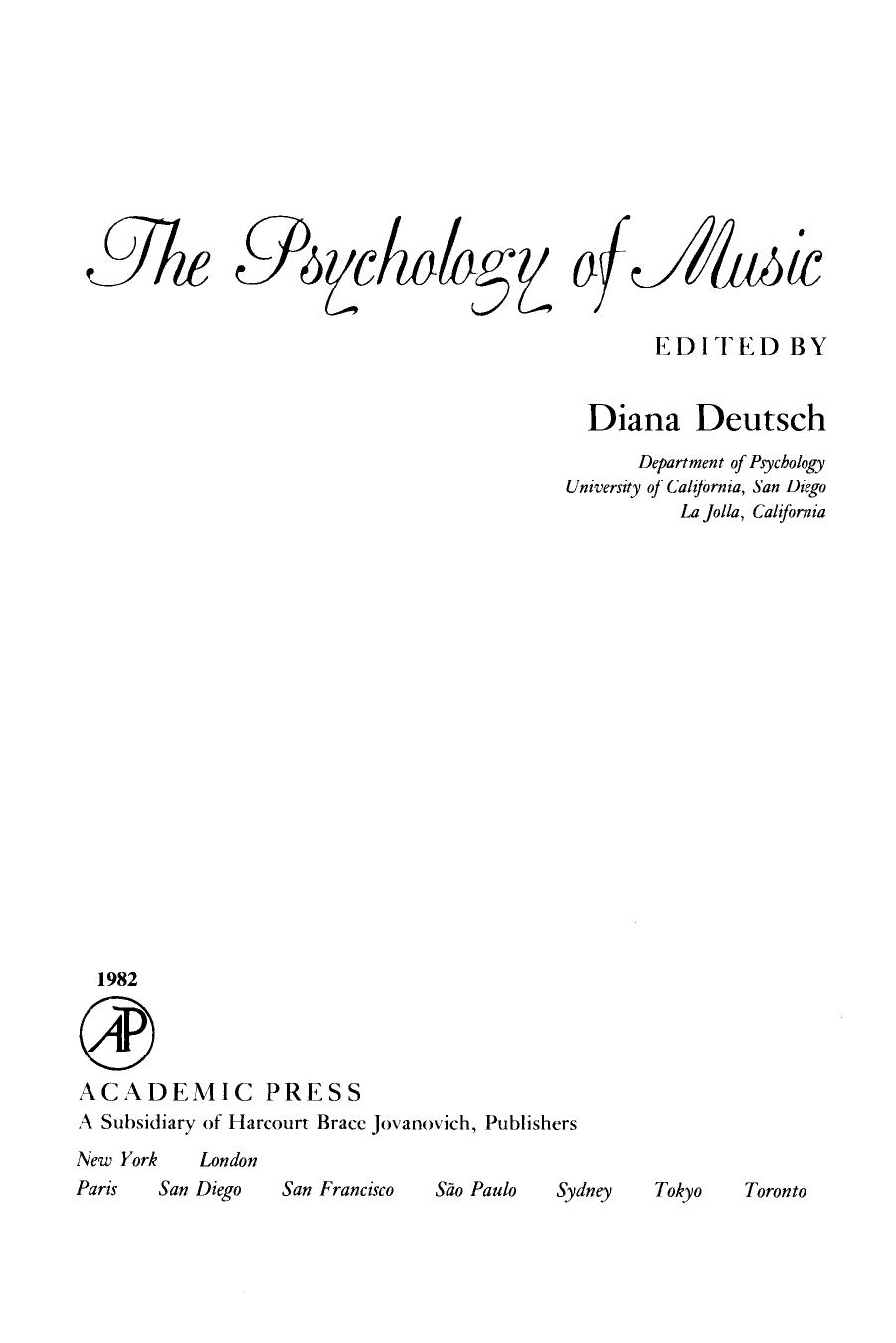 Psychology of Music by Diana Deutsch (Eds.)