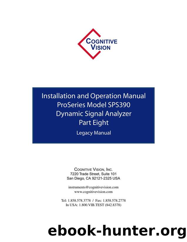Pt 8 of 9 - ProSeries Model SPS390 Dynamic Signal Analyzer by Cognitive Vision Inc