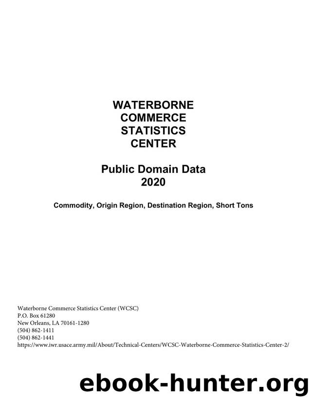 Public Domain Data-Region to Region and State to State-2020 by Waterborne Commerce Statistics Center