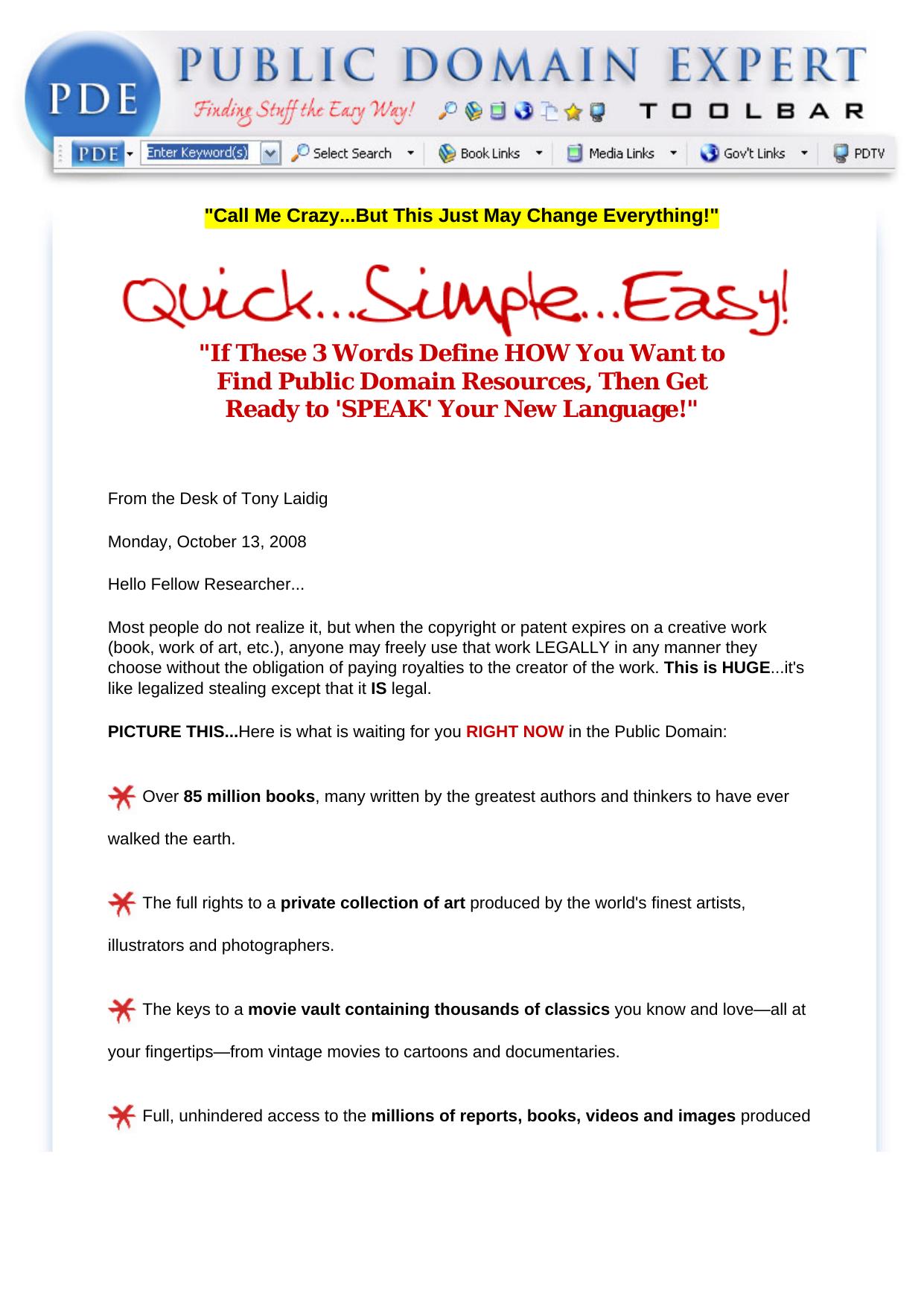 Public Domain Expert Toolbar. by Best of Kuszter's Collection