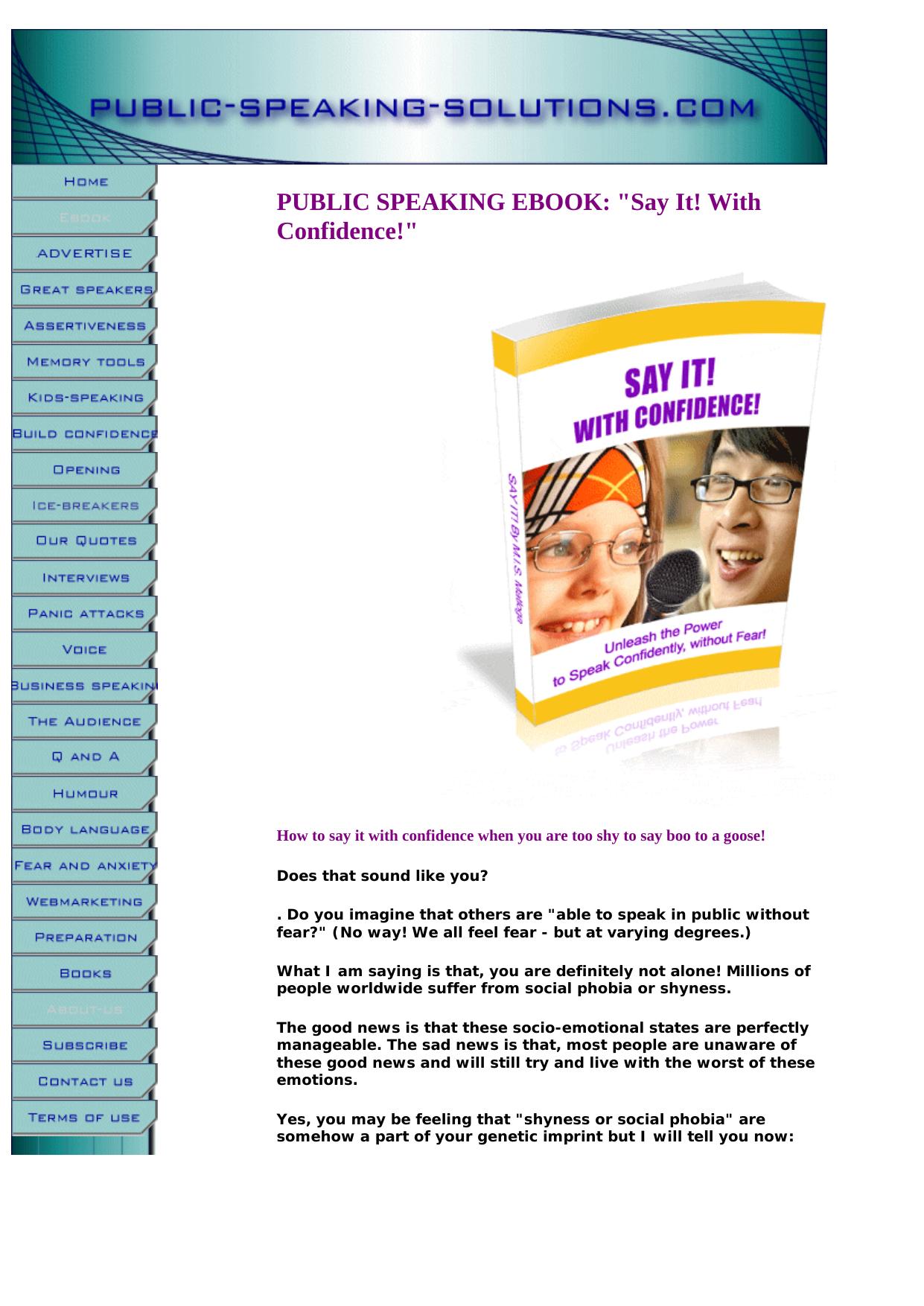 Public Speaking Ebook- Say It With Confidene. by Best of Kuszter's Collection