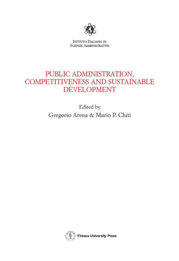 Public administration, competitiveness and sustainable development proceedings of the National conference by Arena Gregorio; Chiti Mario P