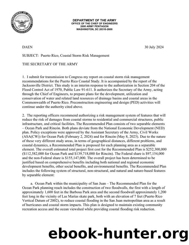 Puerto Rico, Coastal Storm Risk Management by USACE